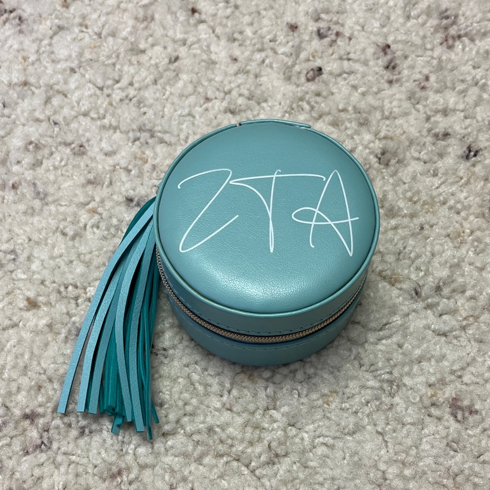 Teal Round Jewelry Case with Tassel